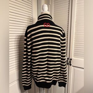 Men’s Gucci Black and Cream Stripe Zip Up Sweater